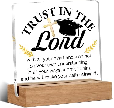 Christian Graduation Gifts for Women Men Her Him Best High School College Congratulations Gifts Acrylic Decor Signs Plaques for Home 4x4 Inches