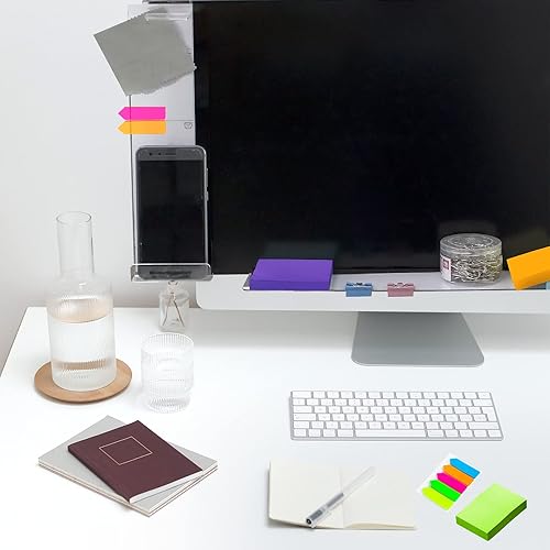 Miniatura 5 de DailyTreasures - Tablero de notas acrílico para monitor, 2 paneles laterales para monitor de computadora (izquierdo + derecho), 1 estante para bloc