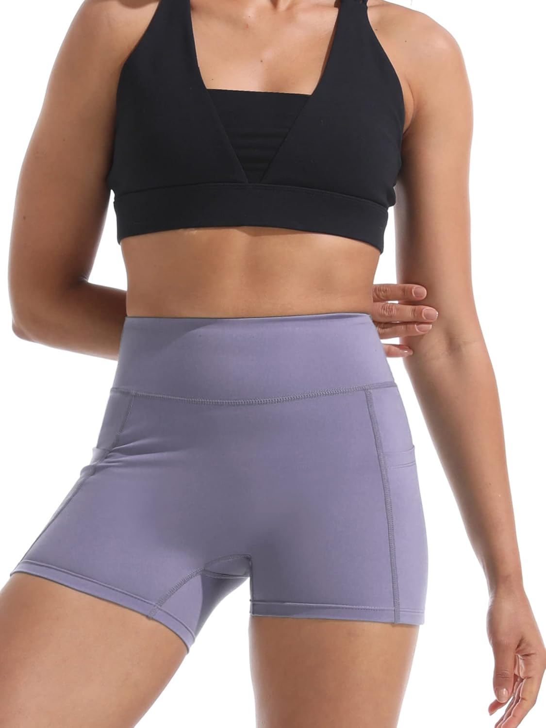 CADMUS Women's Gym Volleyball Shorts for Bike Naked Feeling High Waist Athletic Shorts No Front Seam with Deep Porkets - Image 2