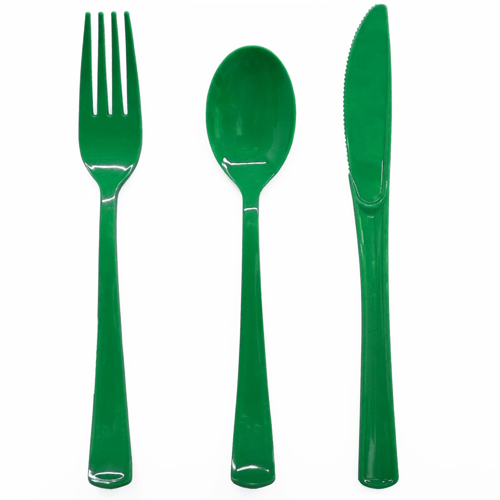 150 PCS Green Plastic Silverware Disposable Green Utensils 50 Plastic Forks, 50 Knives, 50 Spoons for Birthday, Graduation Party, Picnic