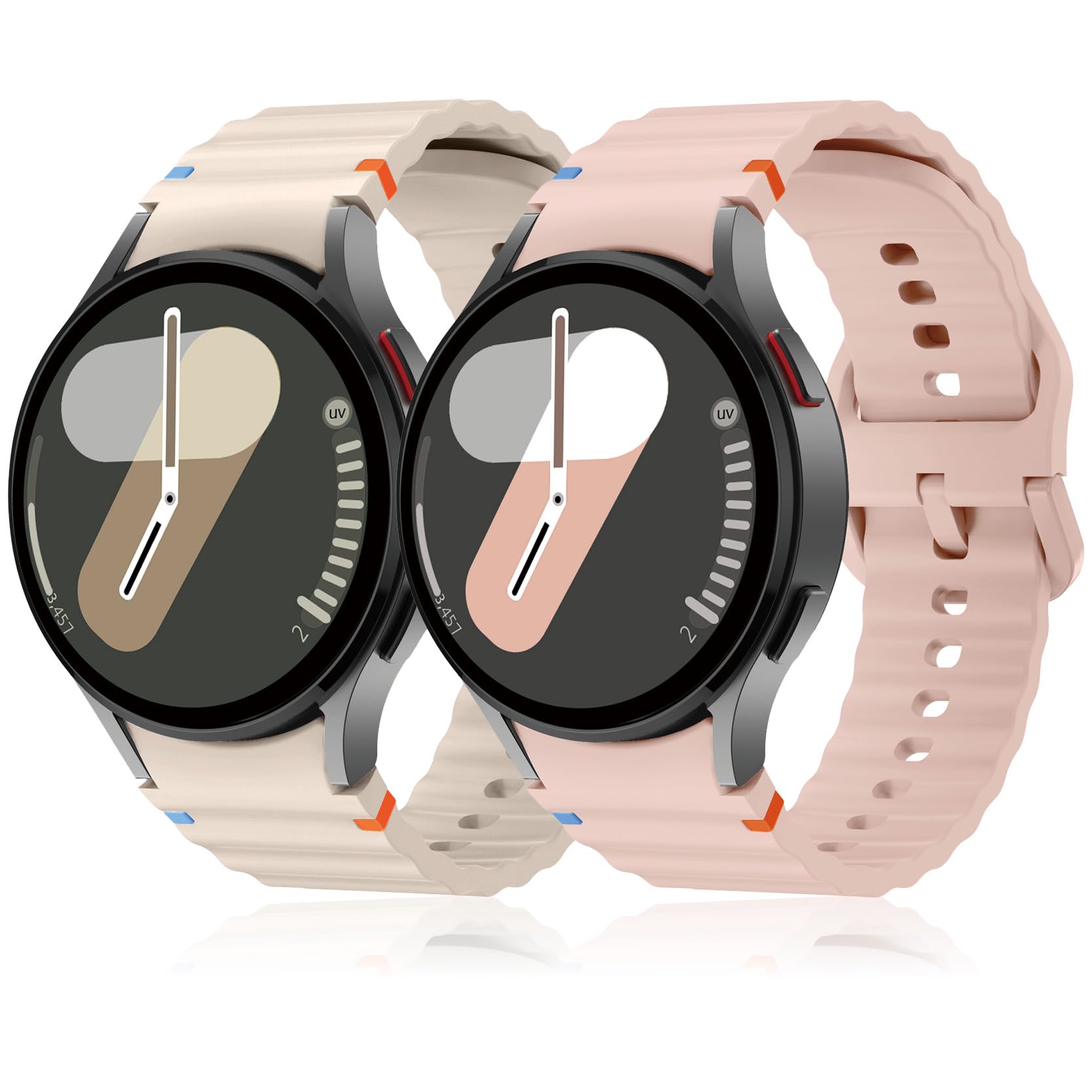 SOLOLUP Sport Band for Samsung Galaxy Watch 7 6 5 4 FE Bands 40mm 44mm/6&4 Classic 43 47 42 46 mm/5Pro 45mm,2 Pack No Gap Soft Silicone Smart Watch
