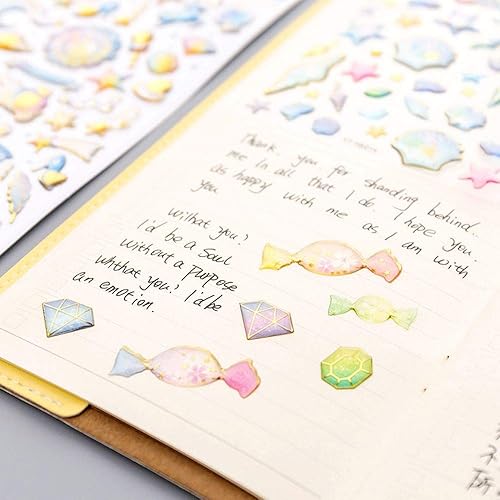 Miniatura 7 de TXIN 5 hojas de calcomanías 3D para calendario, álbum de recortes, planificador de diario, calcomanías para niñas, enviadas de 3 a 5 estilos al azar