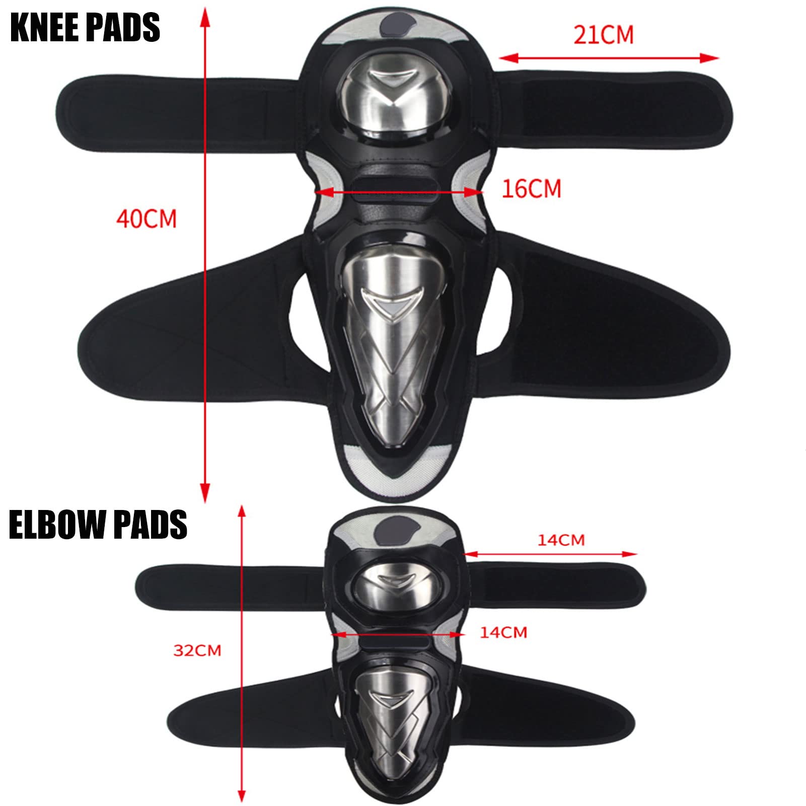 Protege Genoux, Genouillère Moto Route Coudières Protection Moto Acier Inoxydable Equipement Moto Cross pour Moto Vélo Ski Snowboard, Protection Coude Et Genoux 4 Pcs