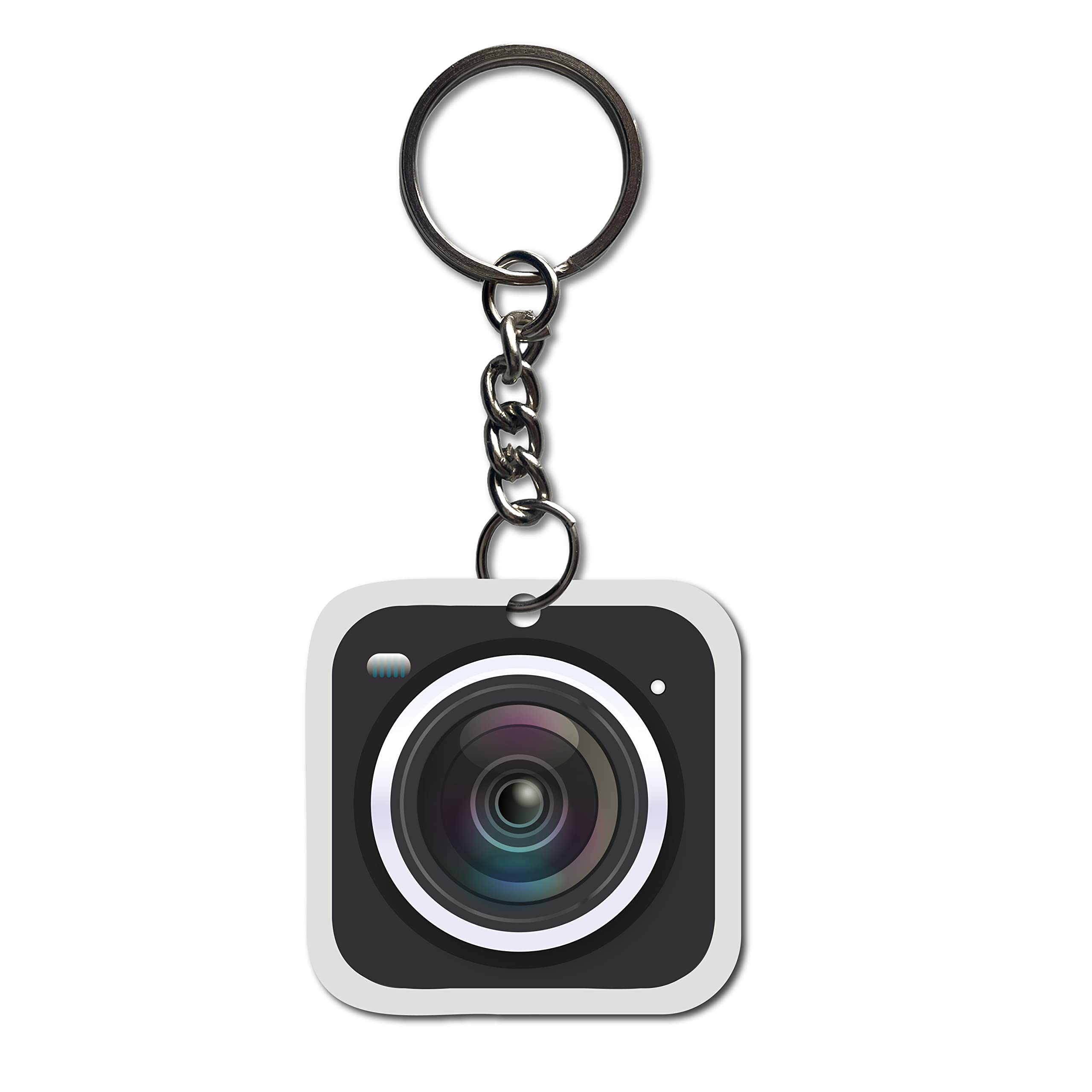 signoogle Printed Camera Theme Bike Car Keychain for Men/Women/Bag Key Tag Keyrings Multicolored (2.5 x 2.5 Inch)-picture-51