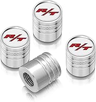 Vista 1 de iPick Image Para Dodge R/T Logo Blanco sobre Plata Aluminio Cilindro Estilo Cilindro Tapa de Válvula de Neumático