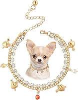 Vista 10 de HOWWFALY Collar para Perro y Cadena Collar para Gato de Acero Inoxidable Ajustable Collar en Forma de Corazón de Oro 18K para Mascotas Pequeñas