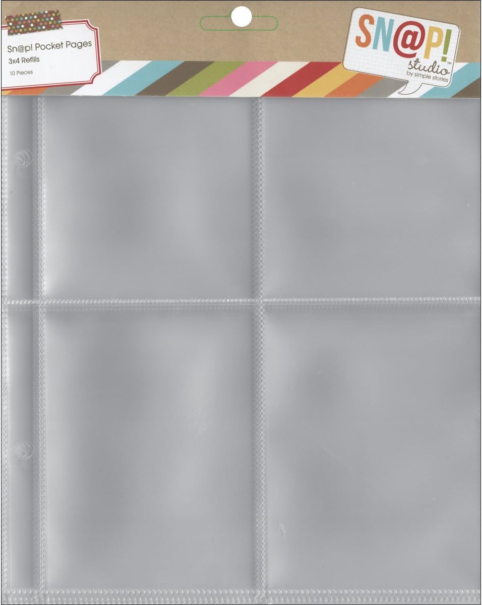 Sn@P! Pocket Pages For 6X8 Binders 10/Pkg-(4) 3X4 Pockets