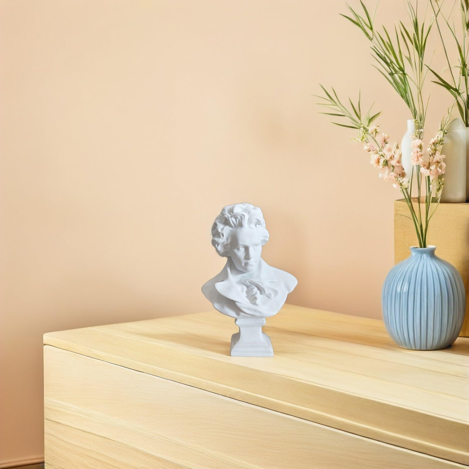 Beavorty Beethoven - Escultura de resina de estilo europeo para decoración del hogar, sala de estar, decoración artística de resina nórdica, estatua de retrato para porche de hotel
