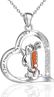 Bunny Jewelry I Just Freaking Love Bunnies OK Bunny Pendant Necklace Rabbit Jewelry for Bunny Lovers Rabbit Lovers
