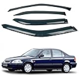 4PCS Rain Guards Window Visors Wind Deflector Fits for 1996-2000 Honda Civic 4-Door Sedan, Front & Rear Outside Mount Vent Shade Shield, 1996 1997 1998 1999 2000