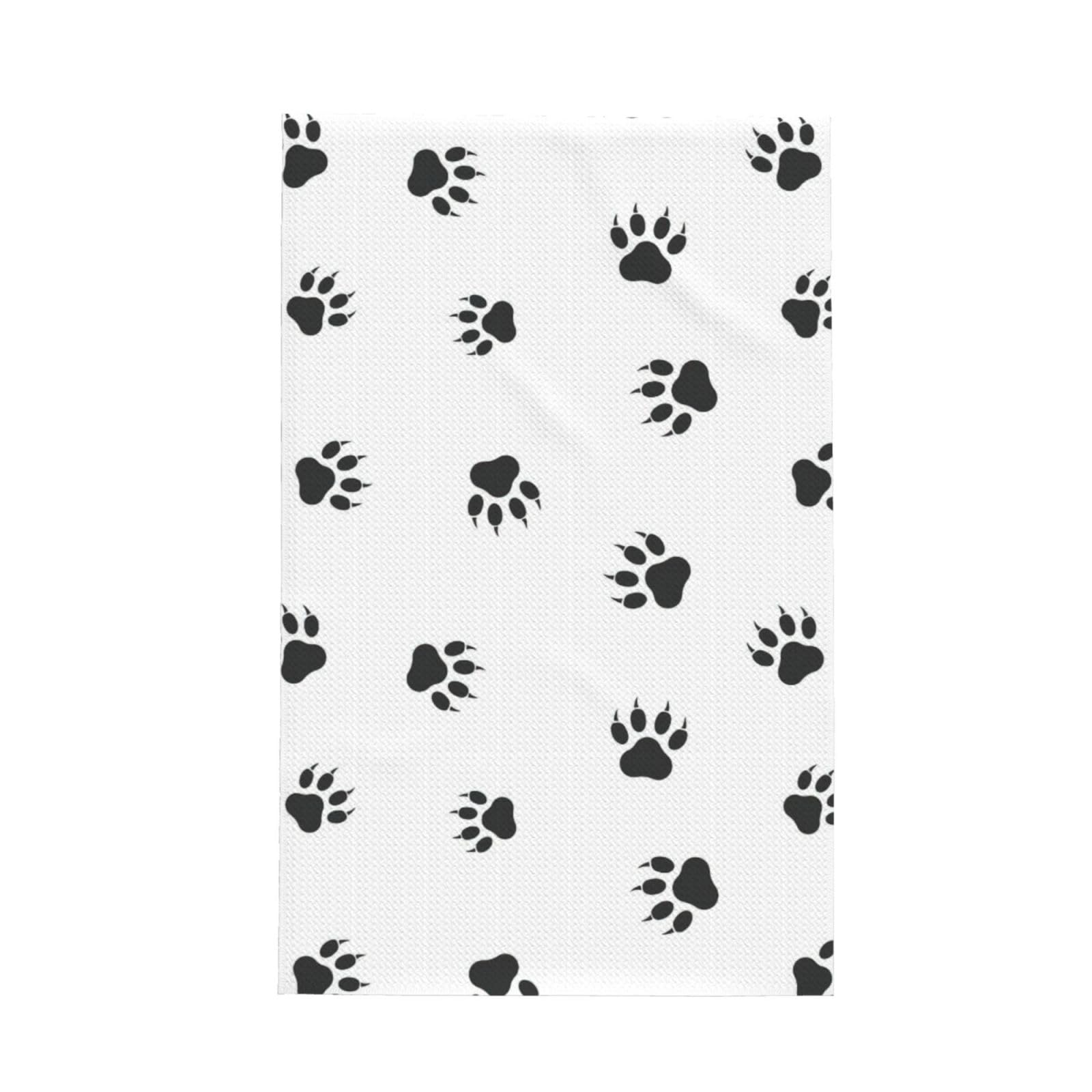 CKGODGF Bear Paw Print Absorbent Waffle Dishcloths,Kitchen Towels With Hanging Loops,Tea Towels.