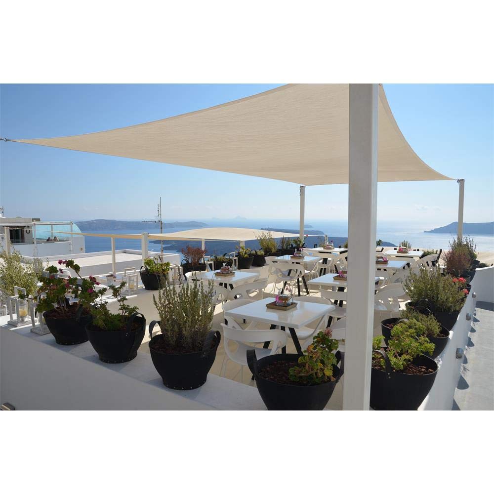 Sonnensegel 3x4m Creme | wasserfest UV-Schutz Sonnenschutz aus reißfestem Polyester wetterfest Garten Balkon Terrasse Camping