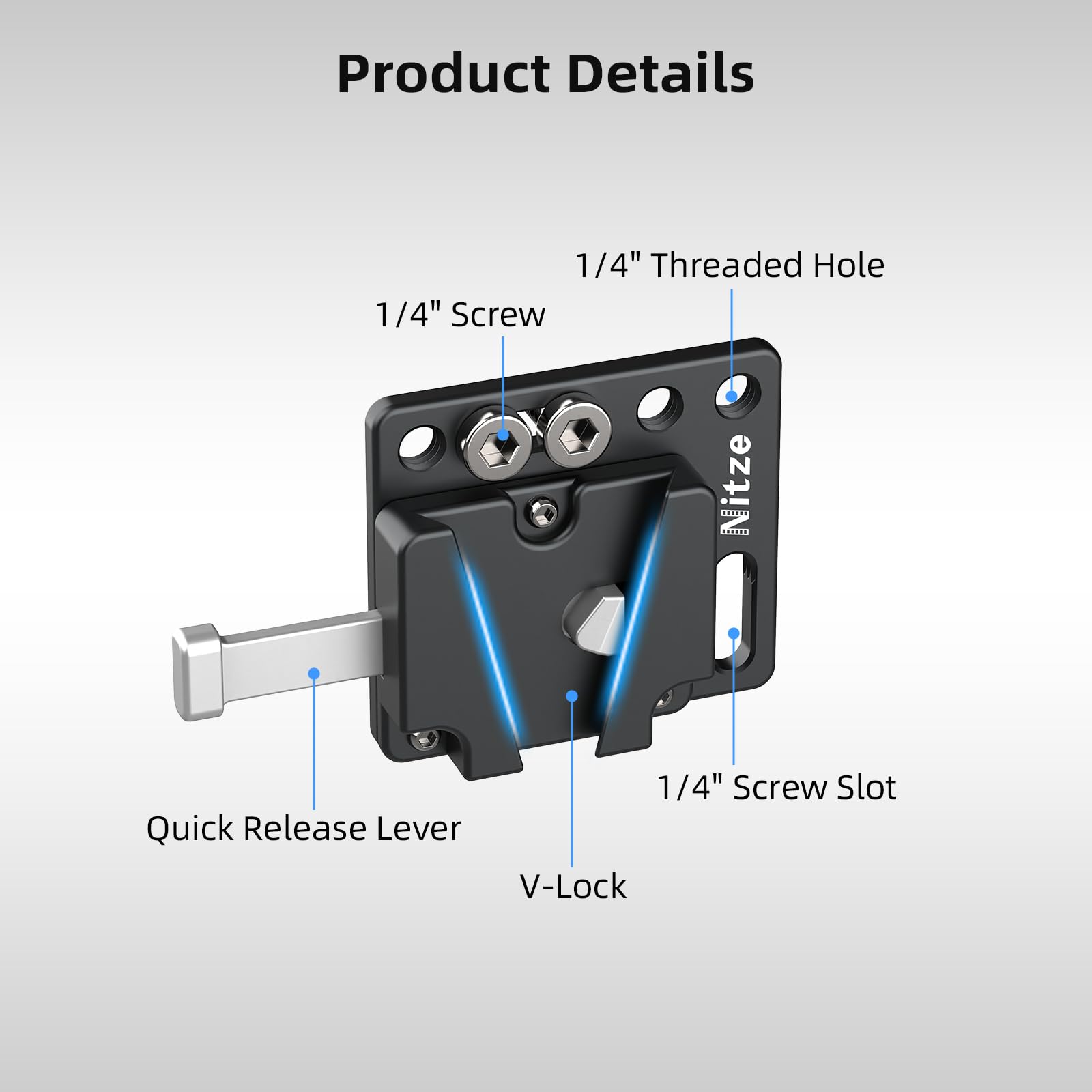 Amazon | Nitze Mini Vマウントバッテリープレート、アルミニウム合金V