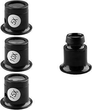 4Pcs Jewellers Eye Loupe Magnifier,High Clarity Portable Magnifying Glass forJewellery,Gemstones,Watches,Coins5x 10x 15x 20x