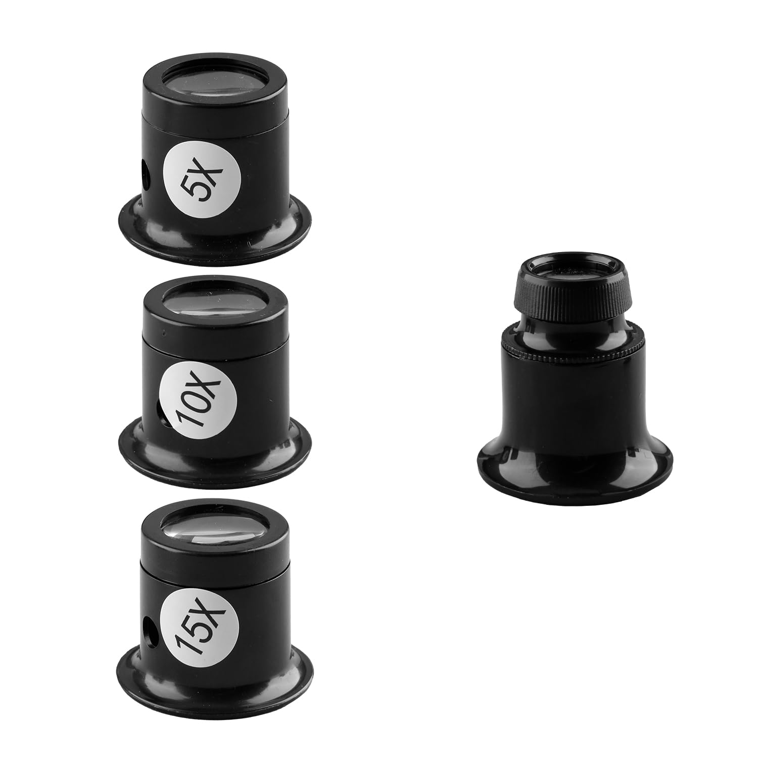 Bojueshaw 4Pcs Jewellers Eye Loupe Magnifier,High Clarity Portable Magnifying Glass forJewellery,Gemstones,Watches,Coins(5x 10x 15x 20x)