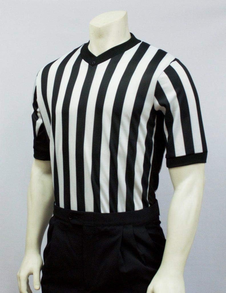 Smitty | BKS-201 | 1" Stripe | 3" Side Panel | Mesh Basketball Referee Shirt | Official's Choice! (Medium)