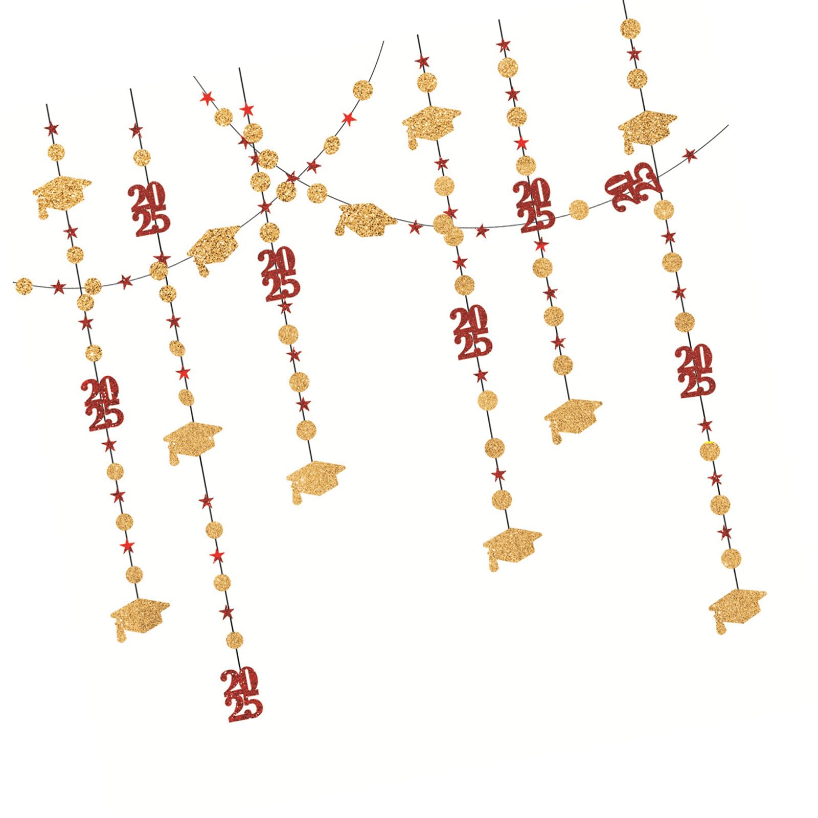 Jazuaiao Photo Backdrop Features Caps Cutout Paper Wall Hanging Decoration for 2025 Golden Graduation Photo Background