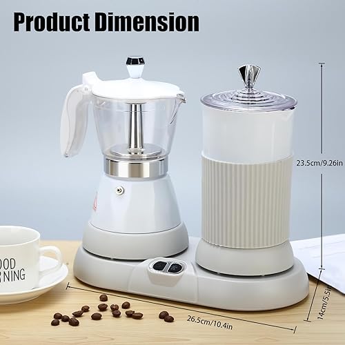 Miniatura 2 de Máquina de café expreso con espumador de leche, olla eléctrica de moka 2 en 1, máquina de café expreso de aluminio con un solo toque, espuma de