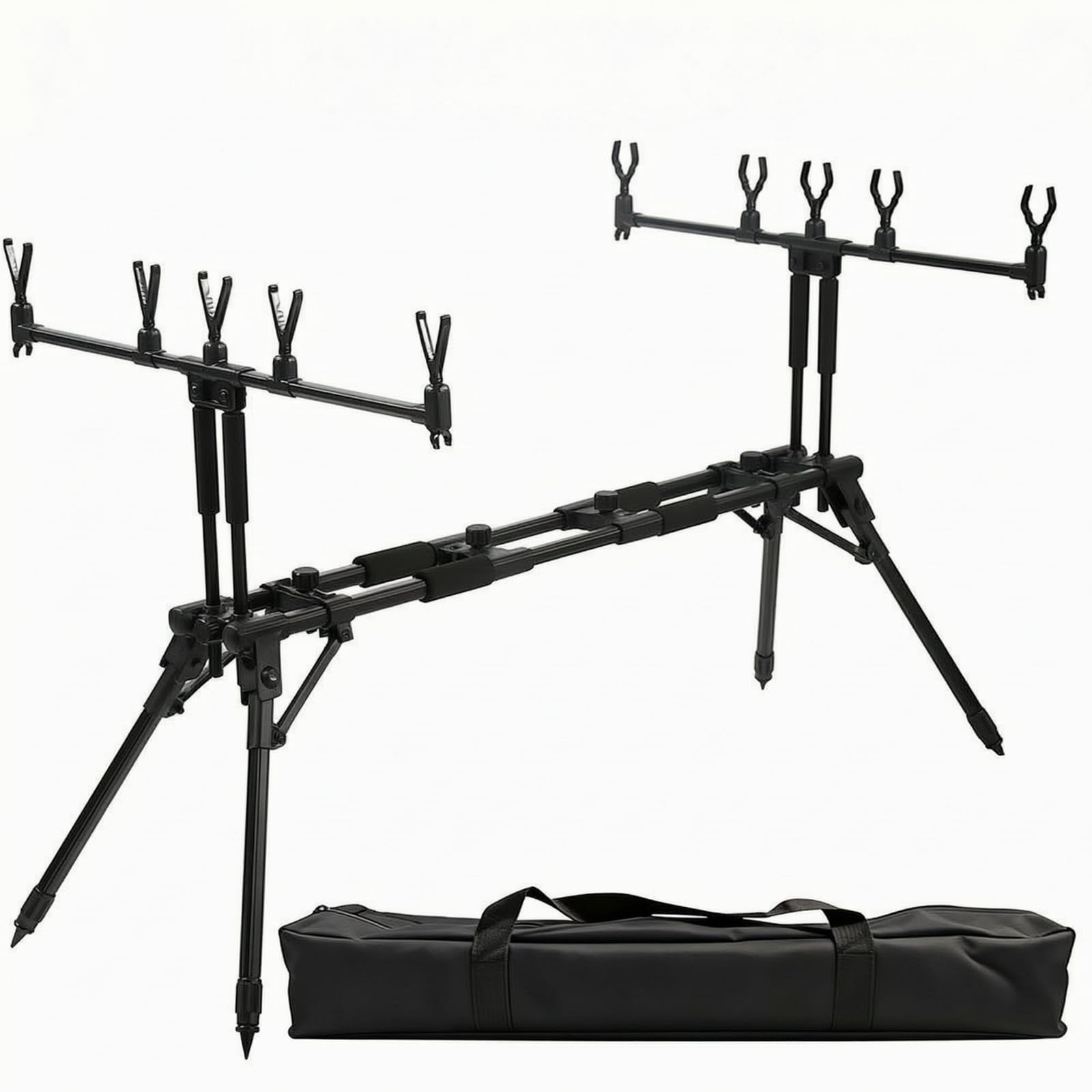 Sharplace Stabil Rutenhalter mit Tasche angelrutenständer mit Tragetasche, höhenverstellbar, rutenständer, für uferangeln, fluss, Angler