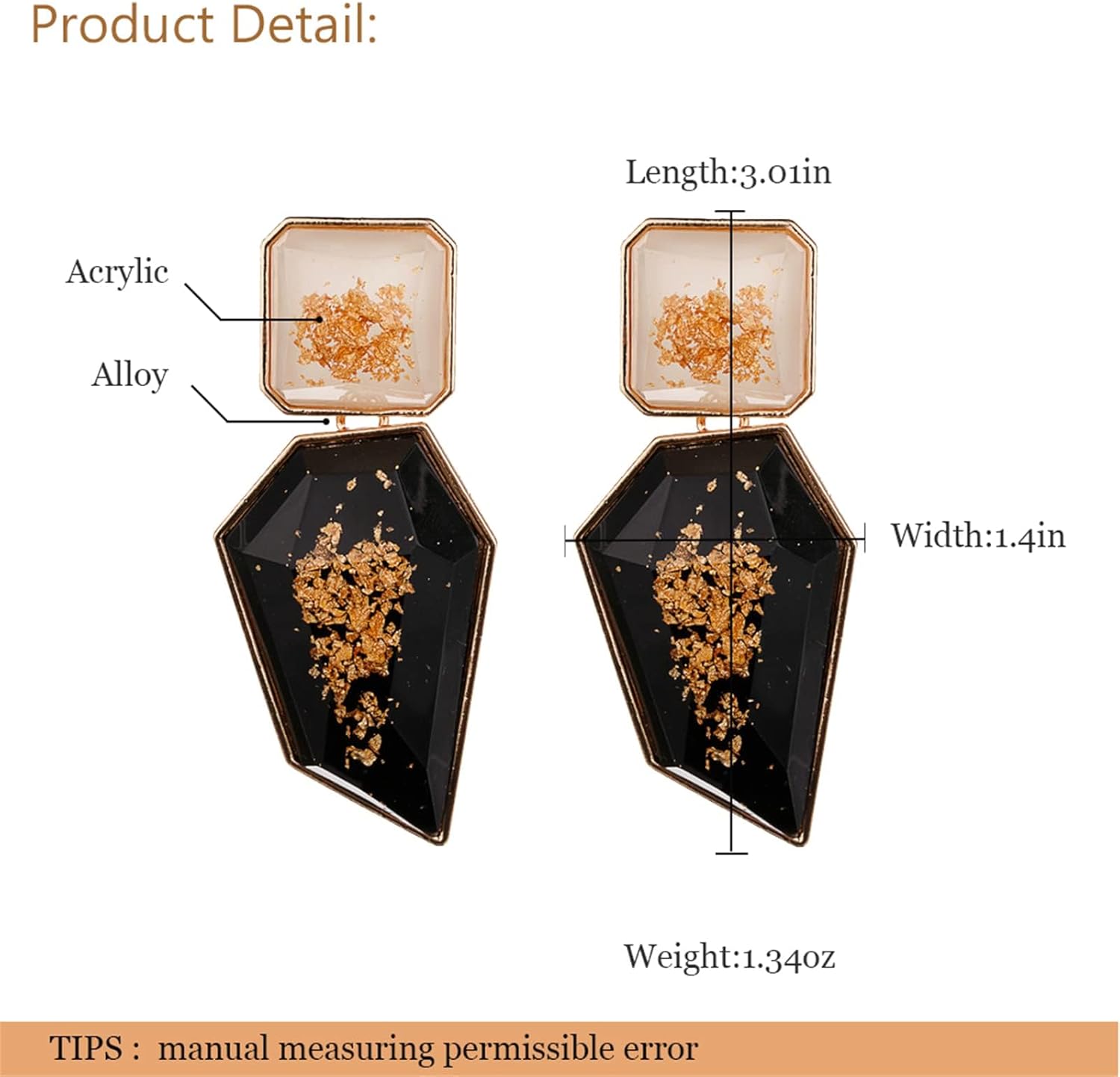 Acrylic Pendant Earrings Bohemian Statement Earrings Geometric Drop Dangle Earrings Jewelry for Women (black) - Image 6