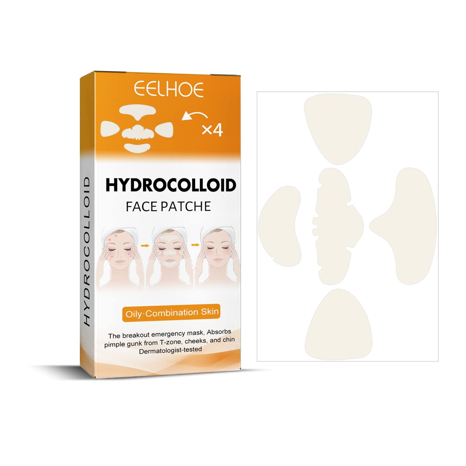 Hydrocolloid Face Patches For Acne 5 Large Pimple Patches for Zit Breakouts on Nose, Chin, Forehead & Cheeks, For Oily/combo Acne-prone Skin Types