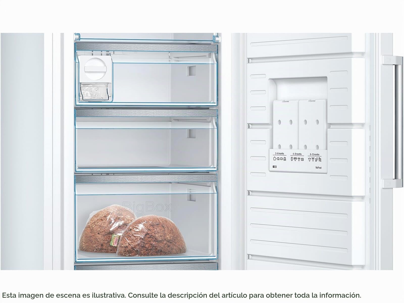 Bosch GSN54AWCV Serie 6 - Congelador XXL (176 x 70 cm, extra ancho, 327 L, NoFrost nunca más descongelar, iluminación LED uniforme, espacio para grandes congeladores)