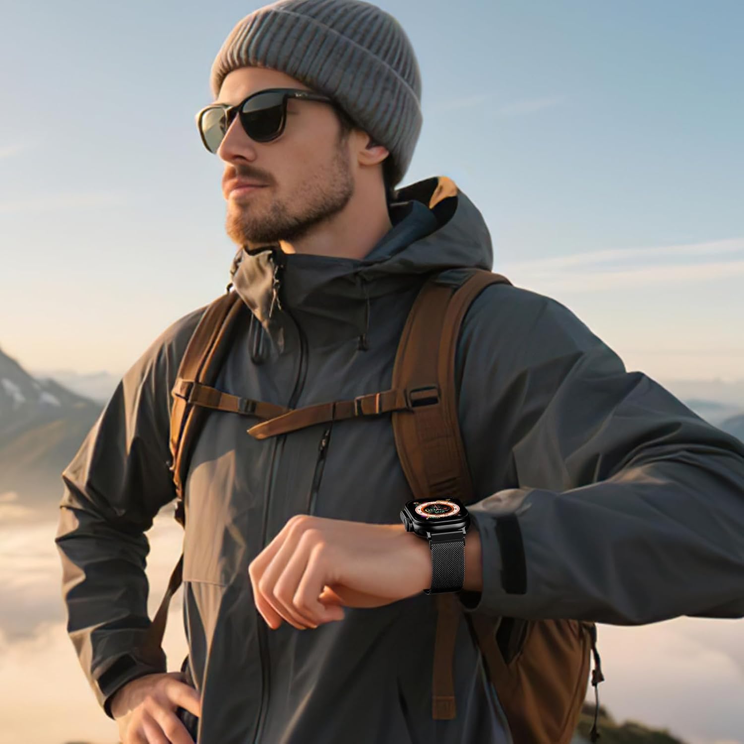 Adorve Metal Bands Compatible with Apple Watch Ultra 3/2/1 Band 49mm 46mm 45mm 44mm 42mm Men, Magnetic Stainless Steel Mesh Metal Sport Milanese Loop for iWatch Bands Series11 10 9 8 7 6 5 4 3 SE3/2/1 - Image 2