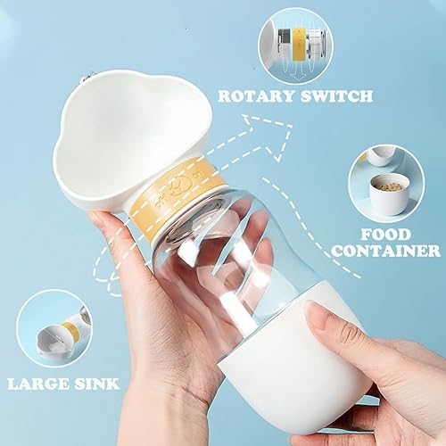 Miniatura 6 de Botella de agua para perros, botella de agua portátil para mascotas con contenedor de alimentos, dispensador de agua portátil al aire libre para