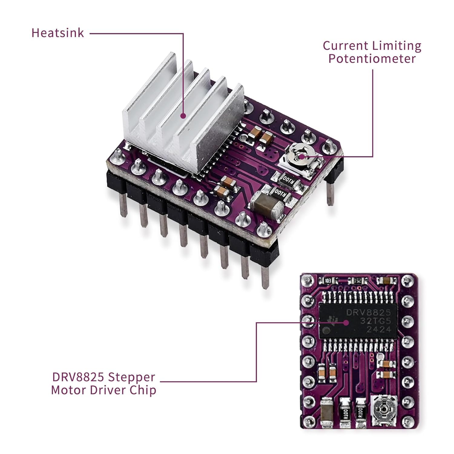 6 sztuk DRV8825 moduł sterownika silnika krokowego do drukarki 3D RepRap 4 RAMPS1.4 StepStick z radiatorem