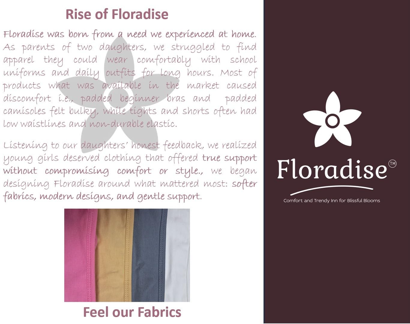 Floradise Girls Cotton Sports Bra (Pack of 1) | Dual Layer | Non-Padded | Pull-On | Wire-Free | Broad Strap | Perfect for School Sports (in, Age, 12 Years, 14 Years, Regular, White) 4