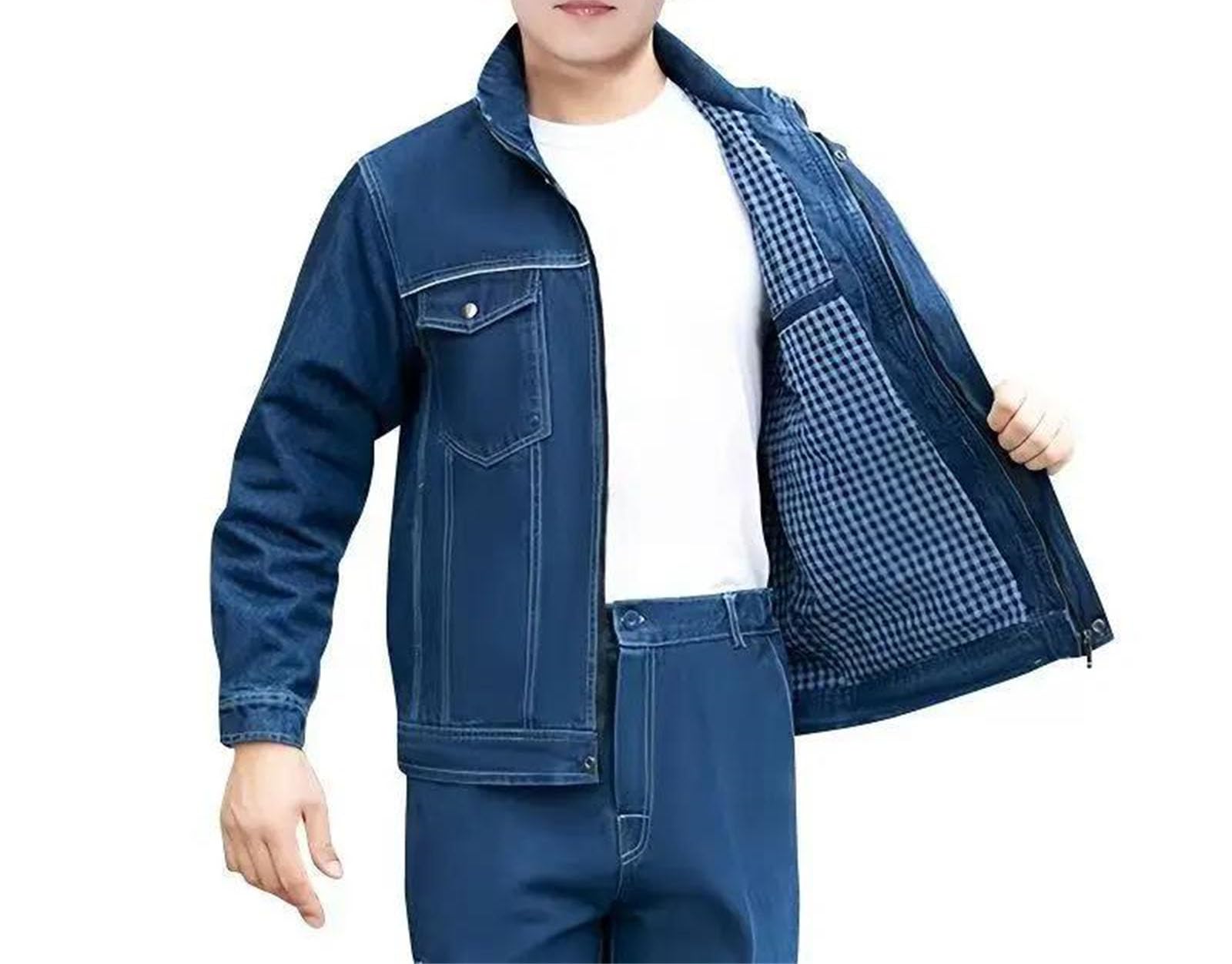 Conjunto de chaqueta vaquera bordada para hombre y jeans sueltos, atuendo casual para primavera, otoño, hip hop, estilo callejero