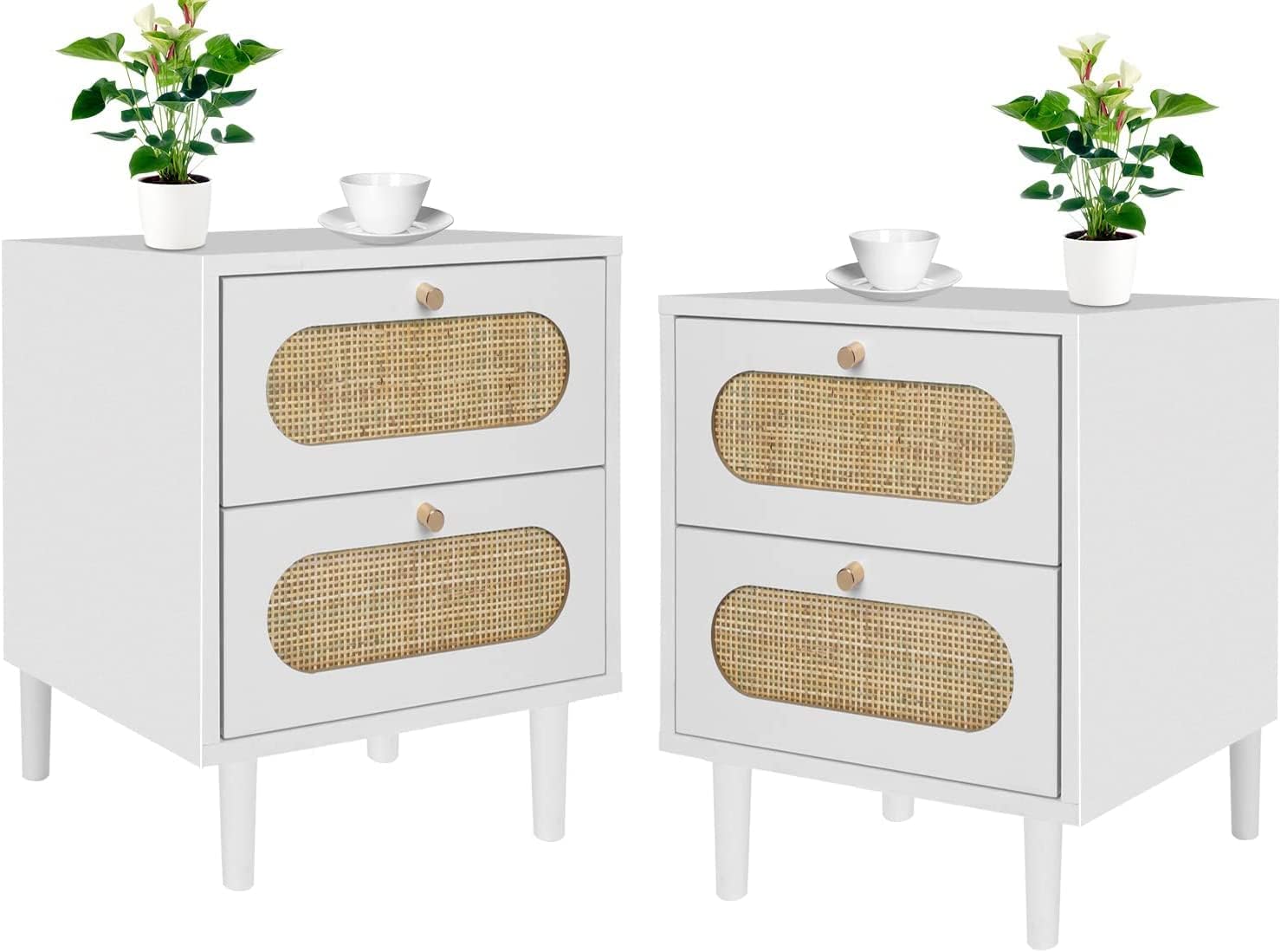 Yoluckea White Nightstand Set of 2 Modern Nightstand