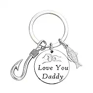 Fathers Day Dad Gifts,Funny Fishing Keychain for Dad/Stepdad,Dad Gifts from Daughter/Wife/Son,Cruise Essentials 2026 (Love You Daddy)
