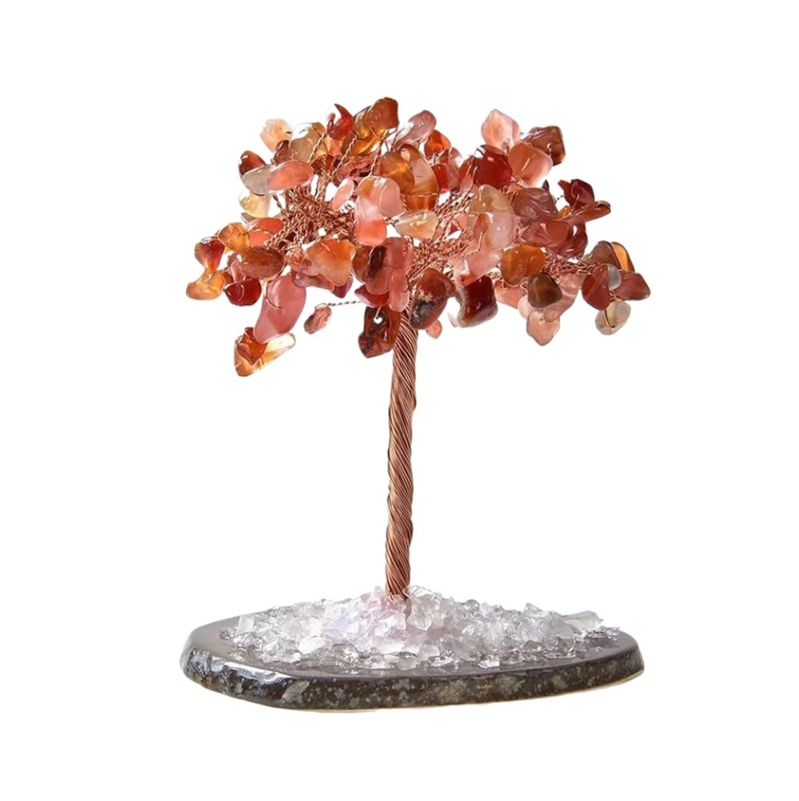 crystal tree， Stone Base Handmade Crystal Tree For Positive Energy Creativity Attract Decor Fengshui Decorations(Rosso)