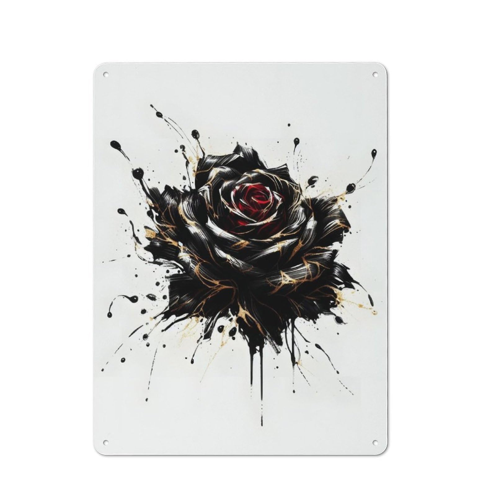 Junmoney Ink Rose Metal Wall Sign 40X30cm, Vintage Home Bar Decor For Pub, Home Bar, Shed Or Man Cave