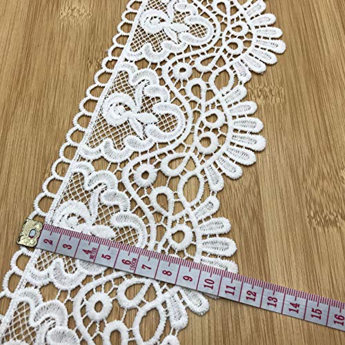 Venise Edging Cotton Lace Trim Beautiful Flower Eyelet Embroidery Bridal Lace Triming For Garment Sewing Diy Craft Supply 3 Yards/Set (White Crown) #TOP1