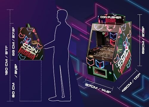 Miniatura 4 de Arcadro Coin Pusher 365 - Máquina empujadora de monedas para adultos  Mini juego de mesa con 1500 monedas y 25 fichas  Entretenimiento divertido