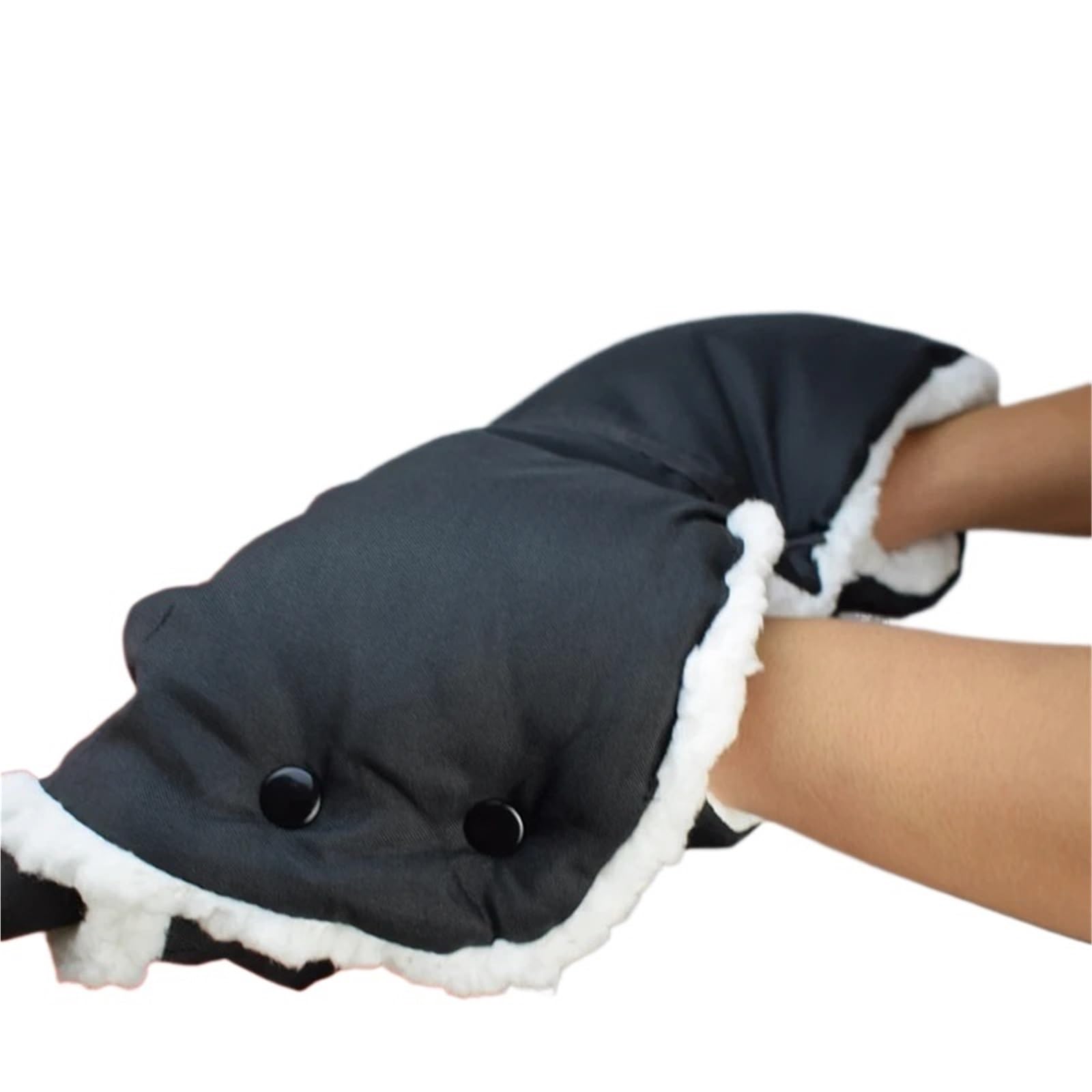 Guantes de Cochecito Cochecito de invierno, saco mano for cochecito bebé, cálido, piel sintética, funda forro polar, bolso, carrito, guante(Black 2)