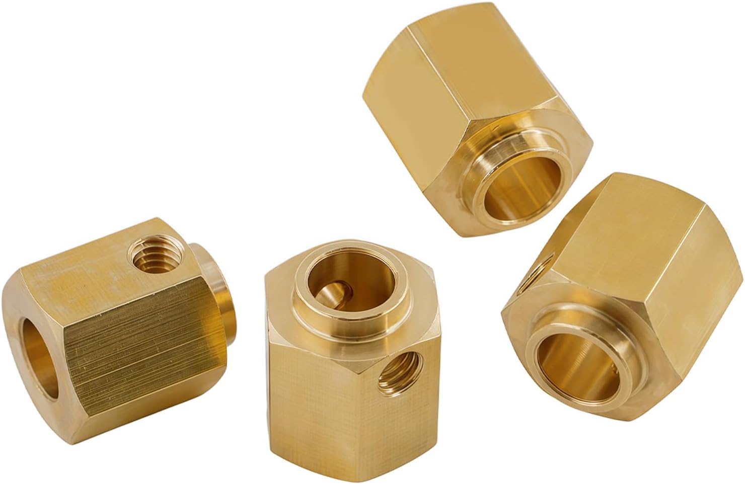 12mm Brass Wheel Hex Extension Adapters Compatible with TRX4 TRX6 1/10 RC Crawlers, Heavy Duty Wheel Hub Spacers, 4PCS (12mm)