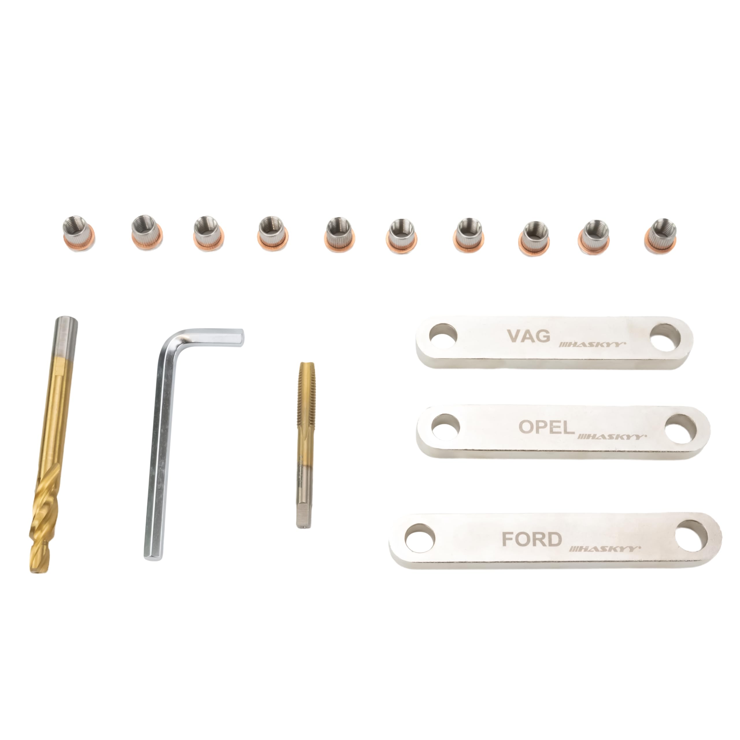 HASKYY Kit Riparazione Filettatura Freni 16 Pezzi - Set Riparazione Filetti Pinza Freno e Perni Guida M9x1,25
