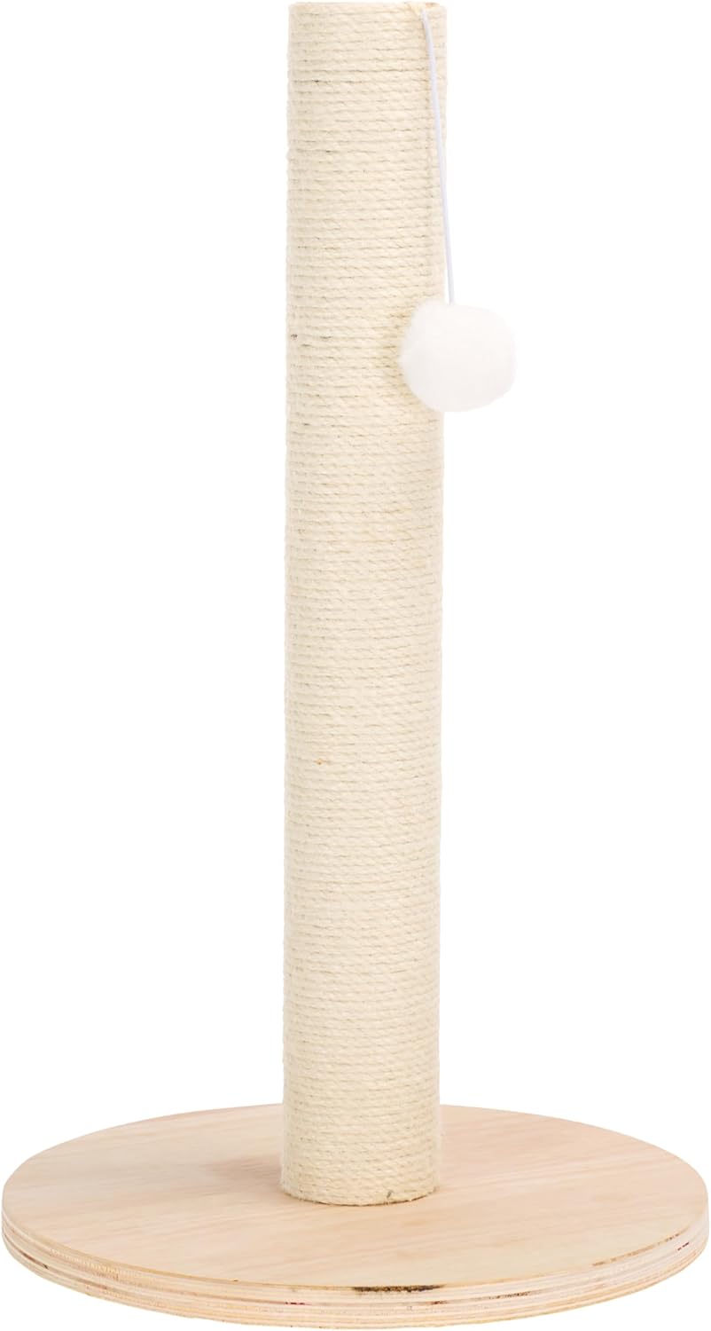 SAFAVIEH Home Collection Cat Scratch Tree Post Natural & Ivory Jute with Hanging Ball Toy