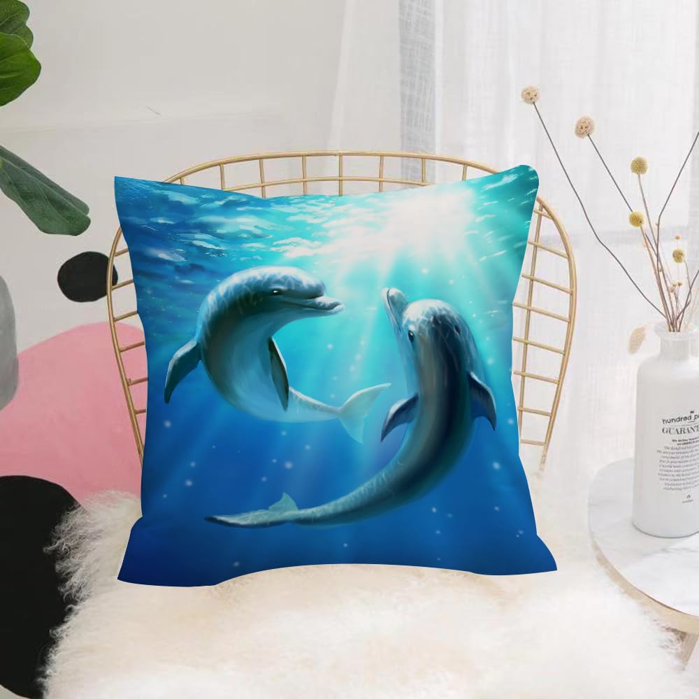 HYOSXW Cushion Cover,Throw Pillow Case Home Decorative for Living Room Bedroom Sofa Chair 16X16 Inch,Dolphins,Pillowcase 40X40cm