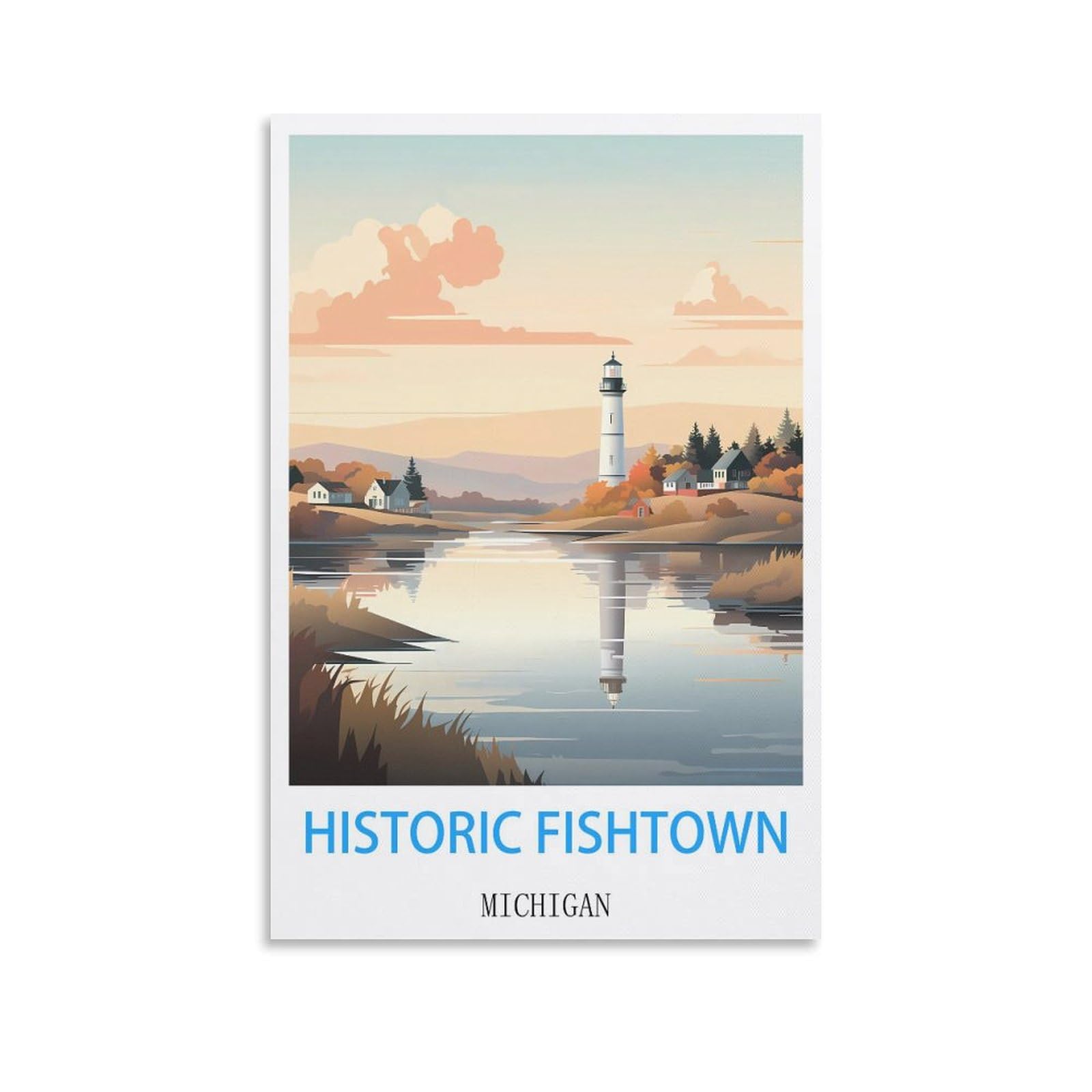 Retro Vintage Metal Tin Sign Historic Fishtown Michigan Vintage Retro Man Cave Bar Pub Shed Novelty Gift Tin Wall Décor Metal Sign 30x40cm