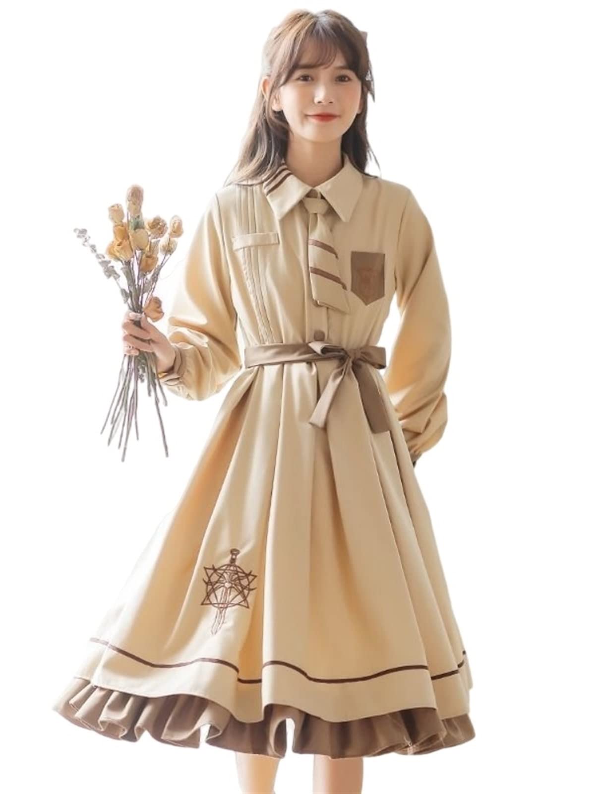 GenericKawaii Lolita Dress Kawaii Dress Long Sleeve Cute Lolita Dresses Mid-Calf Japanese Jk Uniform Vintage Elegant