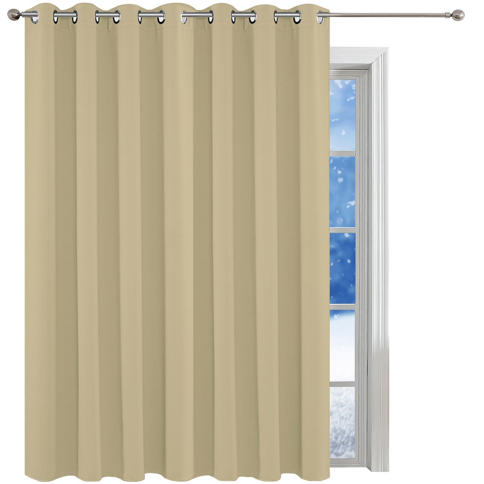 LONGCAO Rideau Occultant 250 x 210 cm Tenture Opaque à Oeillets Isolation Lumiere UV Decoration Lot de 1 Rideau Occultant pour Chambre Salon, Kaki