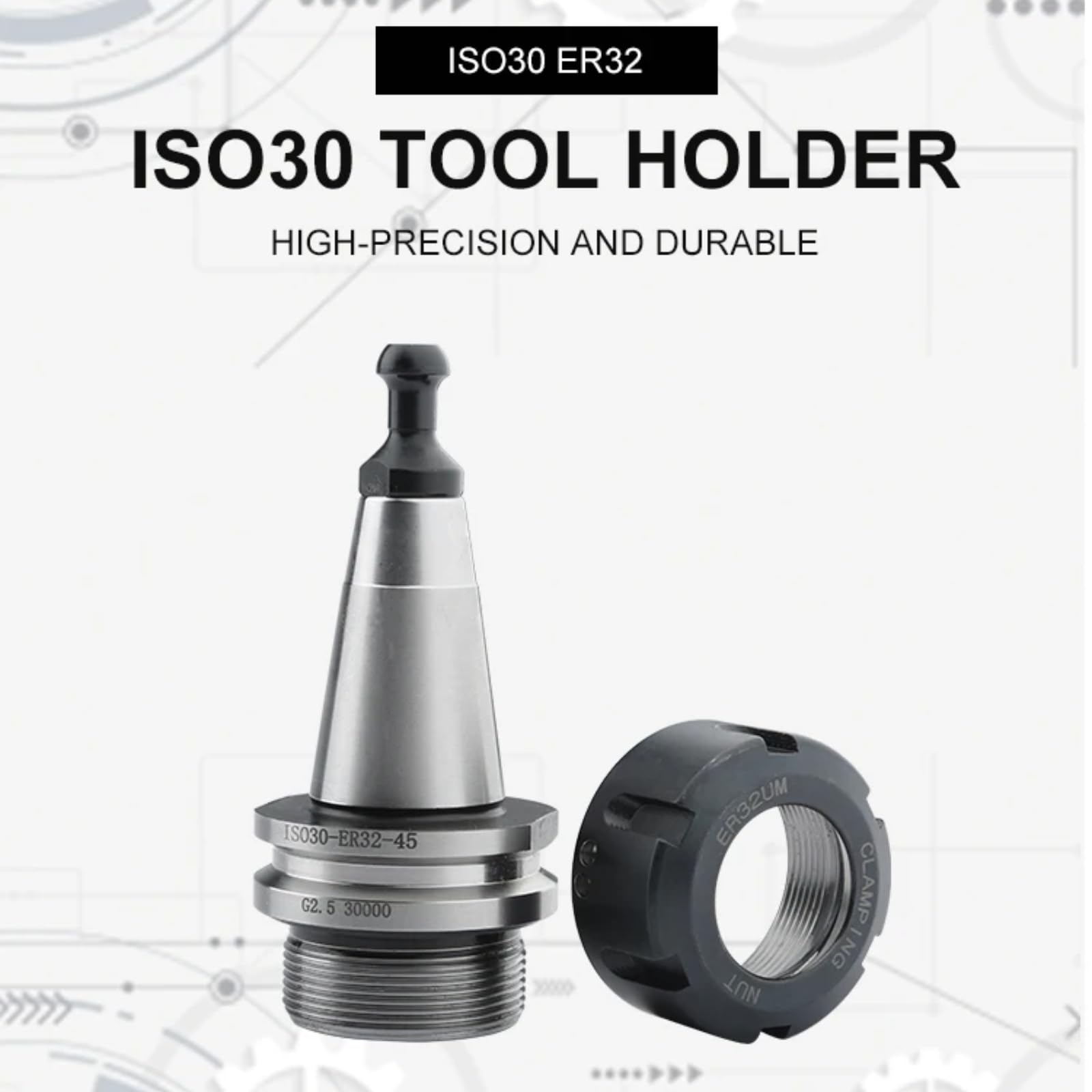 ISO30 ER32 Mandrin de serrage d'équilibrage, Mandrin à pince équilibré en acier inoxydable G2.5 30000 tr/min Porte-outil pour tour à fraisage CNC