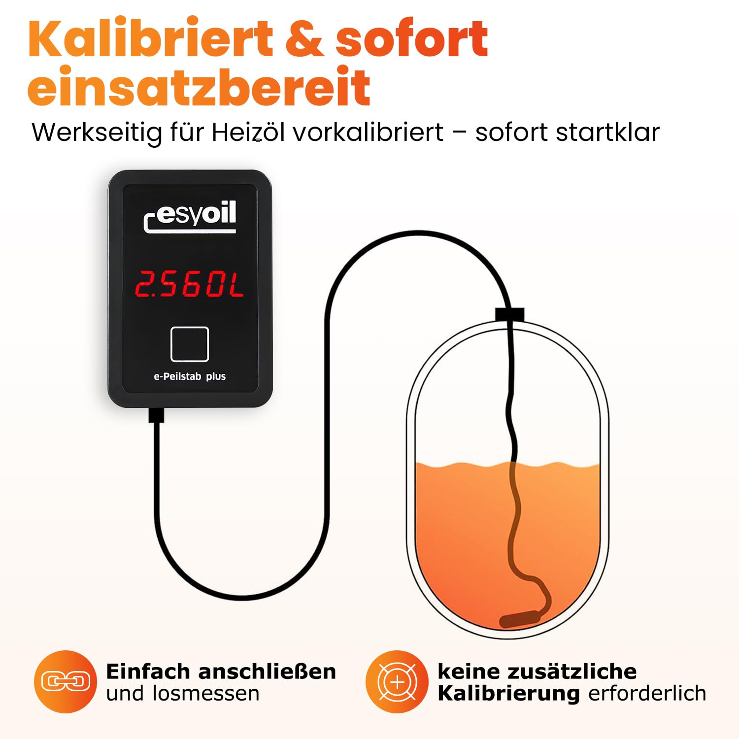 Digitale Füllstandsanzeige für Heizöltank, Öltank – Anzeige in Liter, Zentimeter und Prozent