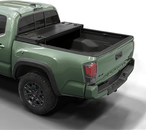 Miniatura 3 de Toptiny - Cubierta rígida plegable para caja de camioneta |HTF021|Se adapta a Toyota Tacoma 2016-2026 con sistema de riel OE de 5 pies 1 pulgada