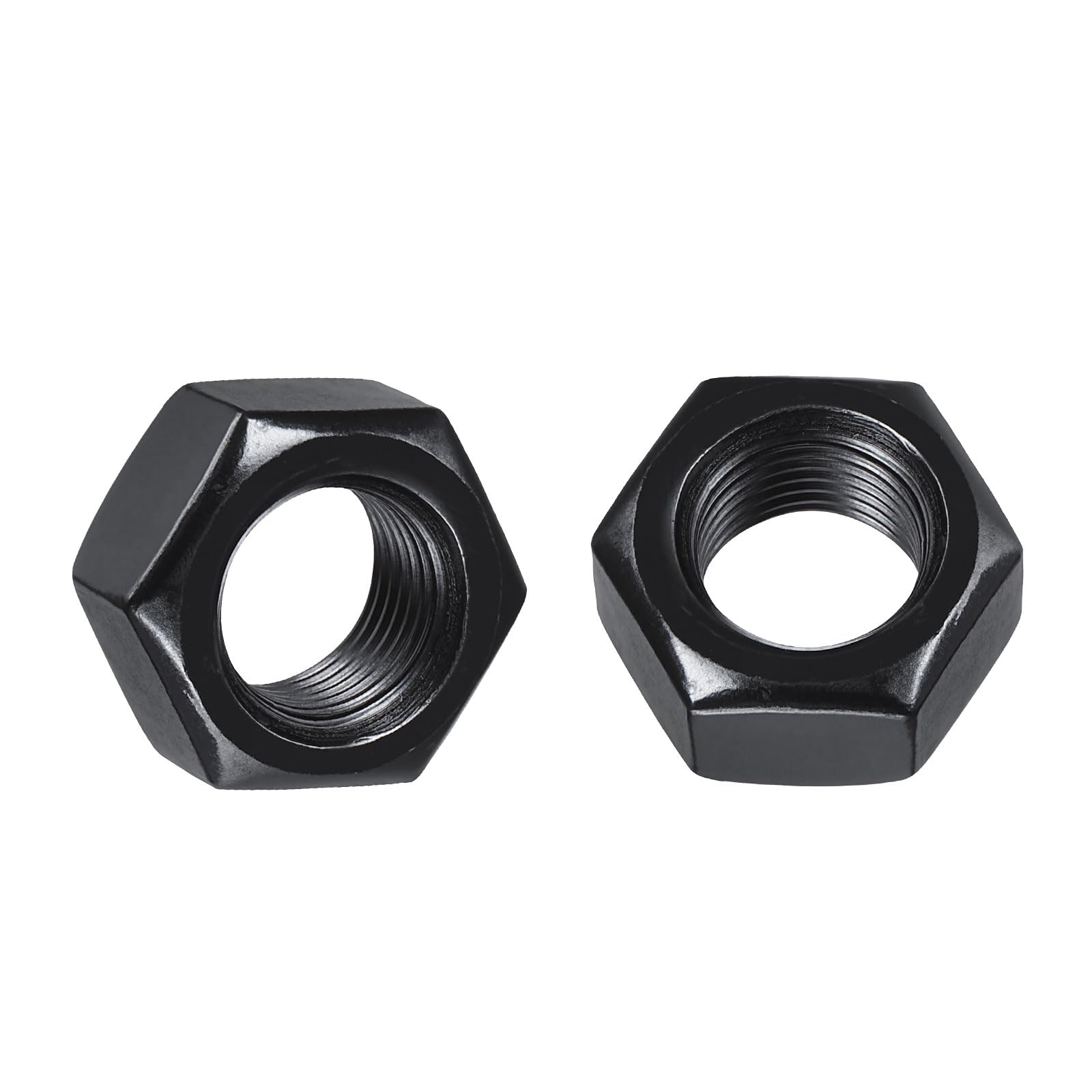 Kozelo 10pcs Hex Nuts - [9/16"-18] Carbon Steel (Grade 8) Hardware Standard Inch Fine Thread Metal Nuts for Heavy Structural Machinery Fastening, Black Oxide Finish, Black