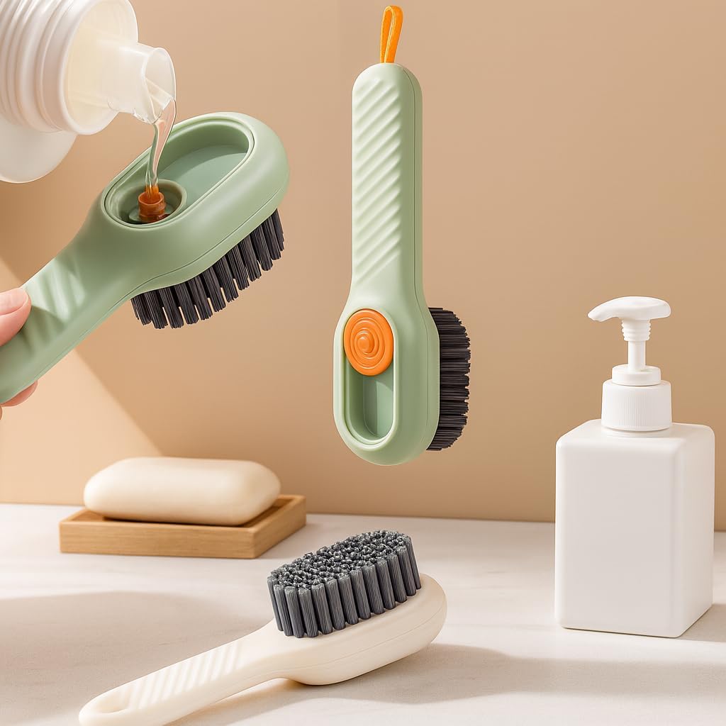 Kit 2 Escovas de Limpeza com Dispenser de Detergente – Lava-Louças Multiuso com Reservatório Recarregável – Ideal para Louça, Pia, Cozinha, Banheiro e Mais – Cerdas Resistentes – Design Ergonômico Kit 2 Escovas de Limpeza com Dispenser de Detergente – Lava-Louças Multiuso com Reservatório Recarregável – Ideal para Louça, Pia, Cozinha, Banheiro e Mais – Cerdas Resistentes – Design Ergonômico